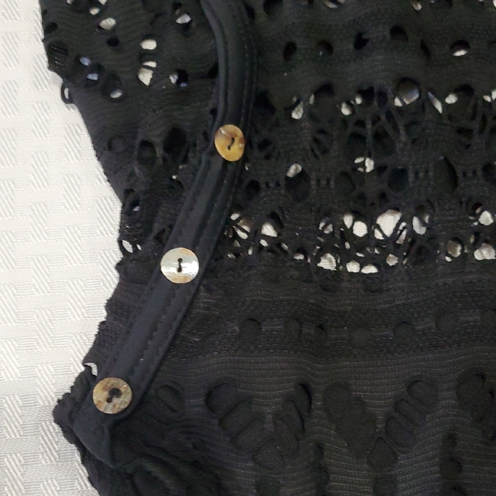 Beam Nwot Black Textured Crochet One Piece Bodysuit/swim Sz M - Picture 9 of 13